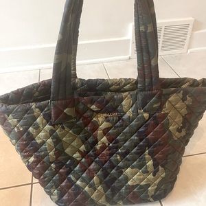 MZ Wallace tote quilted nylon and leather tote bag.